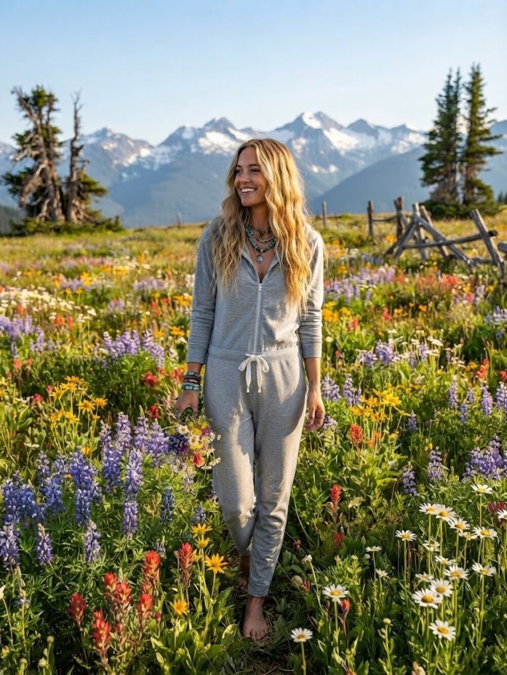 Smash + Tess Heather Gray Hooded Zip Jumpsuit with Drawstring